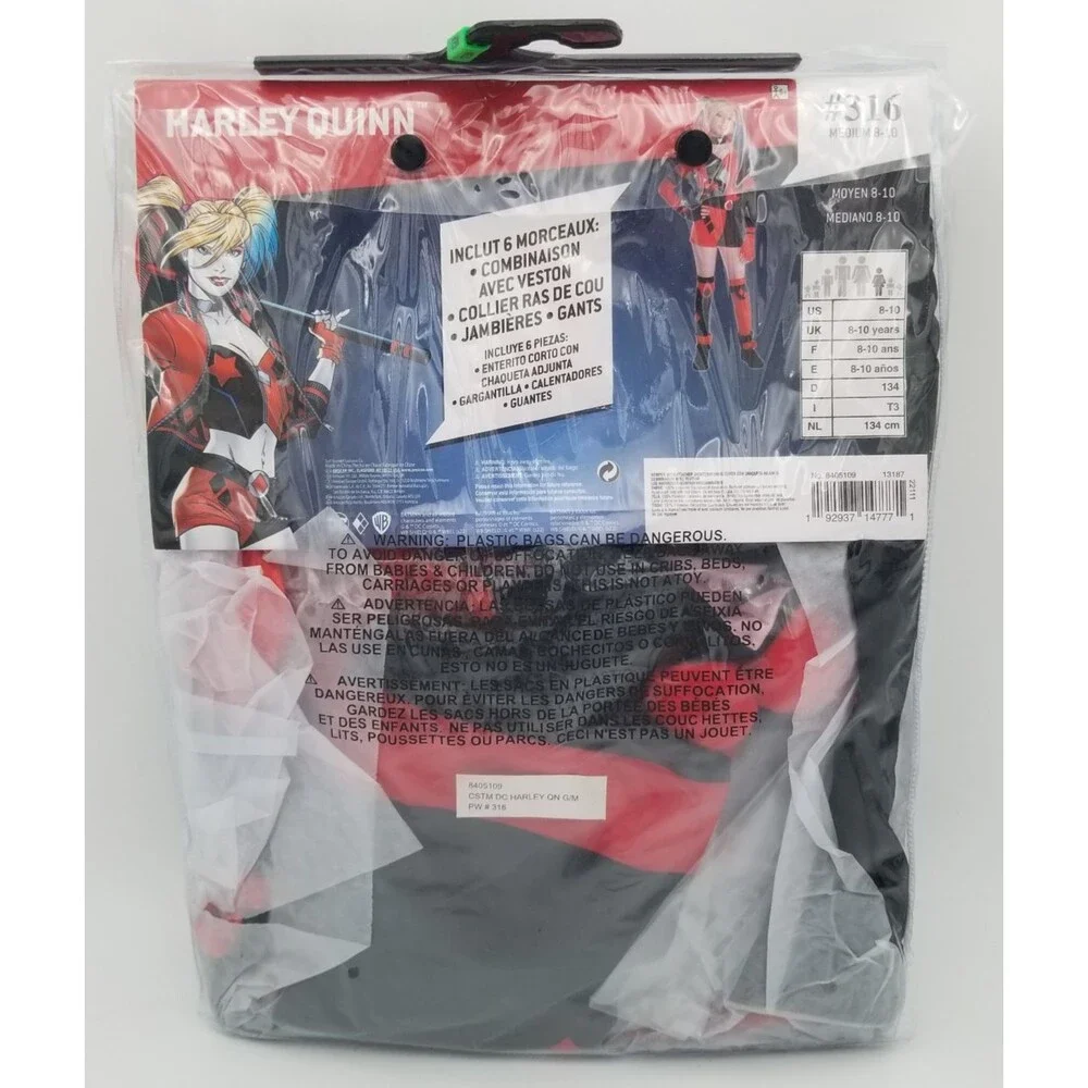 DC Harley Quinn Halloween Costume Youth Girls Medium 8-10 Batman Joker Brand New